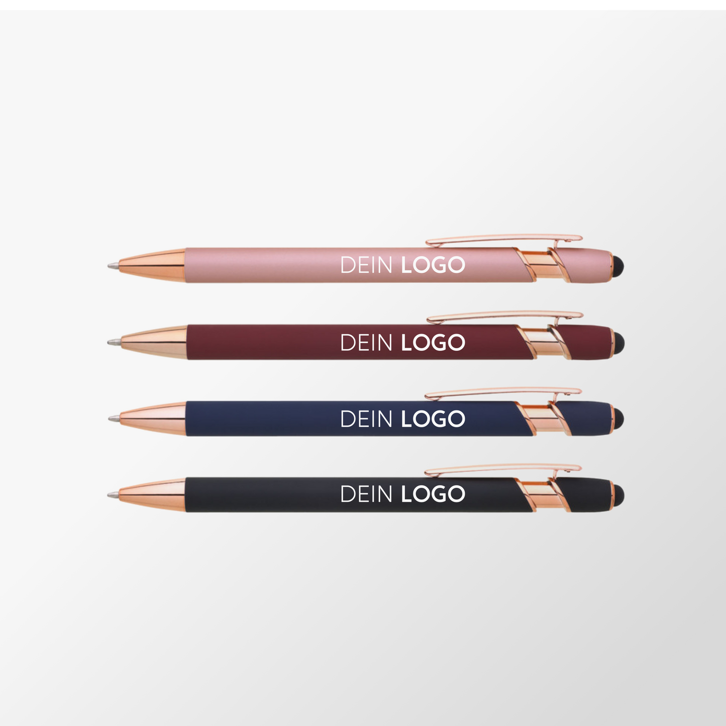 Metall-Kugelschreiber ROSÉGOLD mit Touchpen und Logo