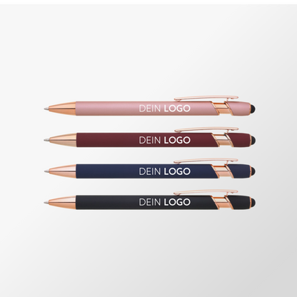Metall-Kugelschreiber ROSÉGOLD mit Touchpen und Logo